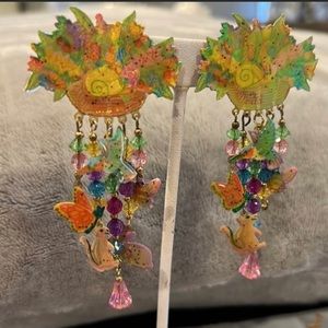 Vintage Flower Garden Bouquet Charm Earrings,Boutique